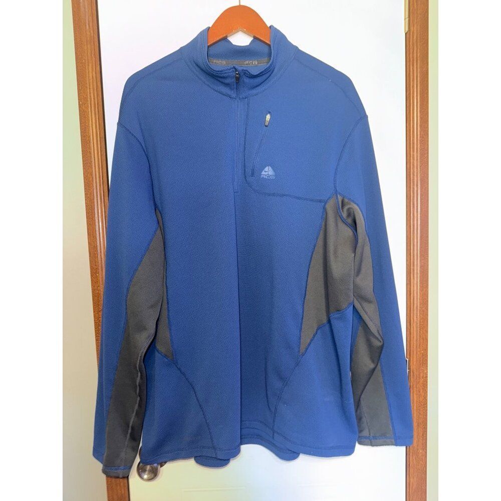 Nike ACG Dry Fit‎ Blue Gray Long Sleeve 1/4 Zip Pullover ACGM2081 Size XXL
